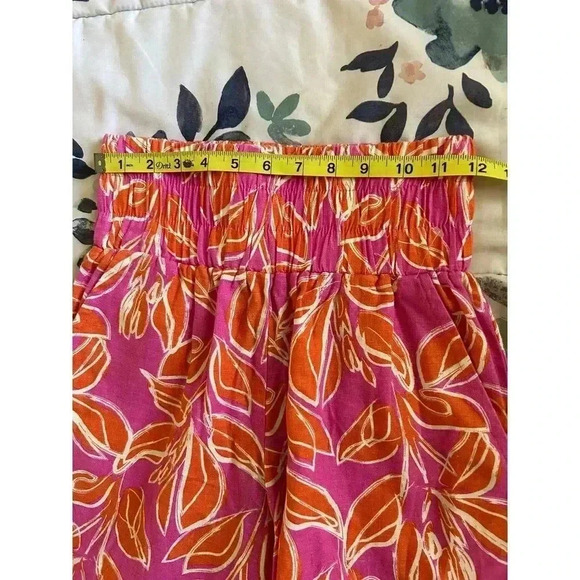 NWT Sincerily Jules Orange & Pink Wide Leg Linen Blend Pull On Pants Size S - Picture 7 of 7